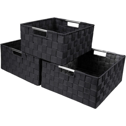 3-Piece Double Woven Basket Bin Set