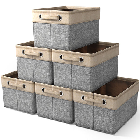 Twill Rope Fabric Storage Bins for Shelves (6 Pack) Twill Rope Fabric Storage Bins for Shelves (6 Pack)