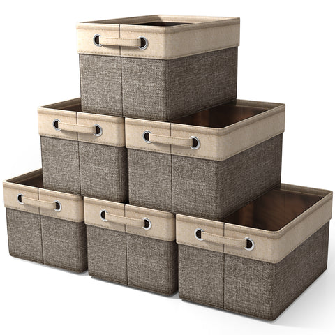 Twill Rope Fabric Storage Bins for Shelves (6 Pack) Twill Rope Fabric Storage Bins for Shelves (6 Pack)