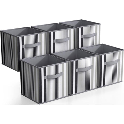 11" Cube Storage Bins (6 Pack Lines Print) 11" Cube Storage Bins (6 Pack Lines Print)