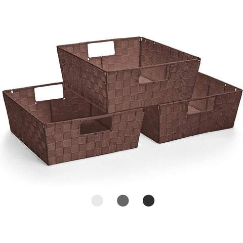 Woven tote basket with handles (3 Pack) Woven tote basket with handles (3 Pack)