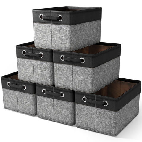 Twill Rope Fabric Storage Bins for Shelves (6 Pack) Twill Rope Fabric Storage Bins for Shelves (6 Pack)