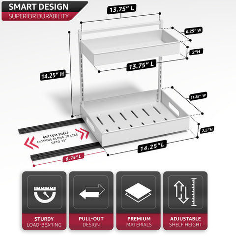 2-Tier Pull Out Under Sink Organizer with Sliding Tracks 2-Tier Pull Out Under Sink Organizer with Sliding Tracks