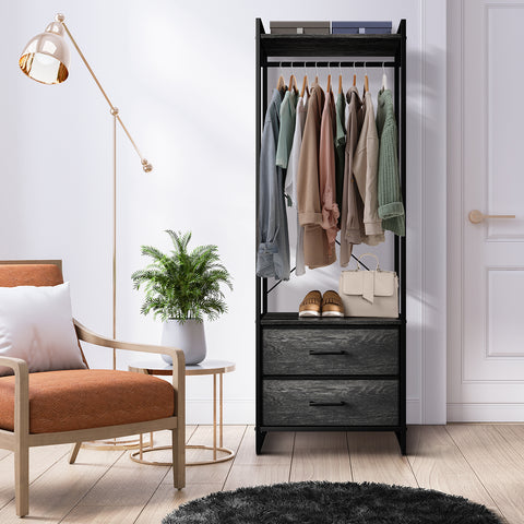 2 Drawer Tall Clothing Rack Storage 2 Drawer Tall Clothing Rack Storage