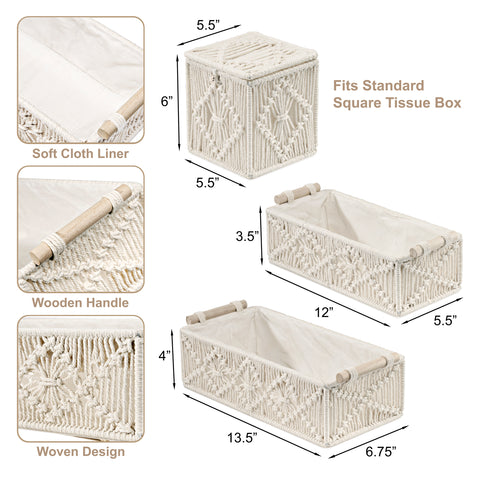Macrame Boho Decor Baskets (3 Pc) Macrame Boho Decor Baskets (3 Pc)