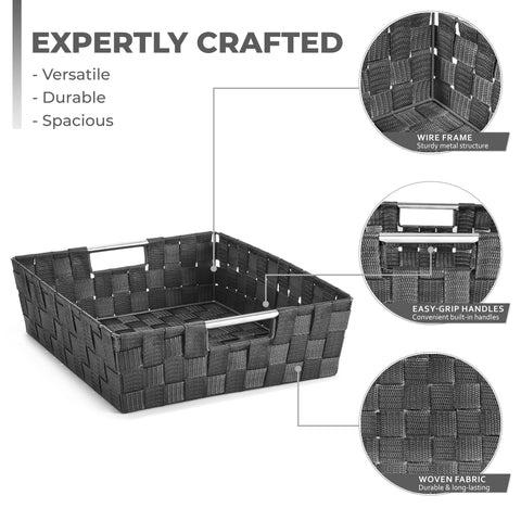 Basket Bin Flat Set Double Woven (9 Pack) Basket Bin Flat Set Double Woven (9 Pack)