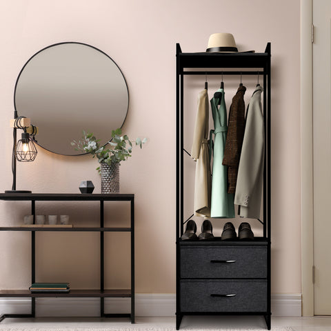 2 Drawer Tall Clothing Rack Storage 2 Drawer Tall Clothing Rack Storage