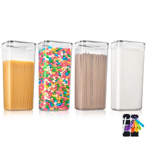 Airtight Cereal Dispenser Easy Pour Canister Set (4 Pack) Airtight Cereal Dispenser Easy Pour Canister Set (4 Pack)