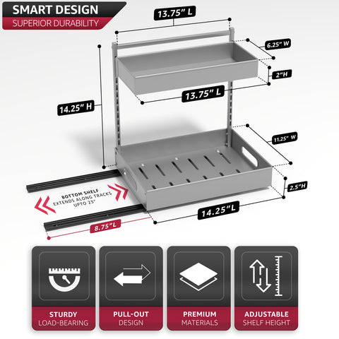 2-Tier Pull Out Under Sink Organizer with Sliding Tracks 2-Tier Pull Out Under Sink Organizer with Sliding Tracks