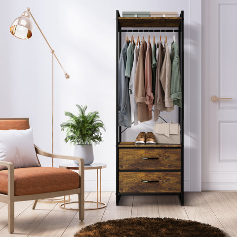 2 Drawer Tall Clothing Rack Storage 2 Drawer Tall Clothing Rack Storage