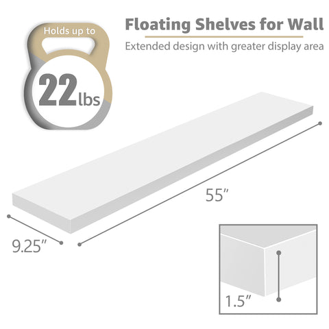 55-Inch Extra Long Floating Shelves (Set of 3) 55-Inch Extra Long Floating Shelves (Set of 3)