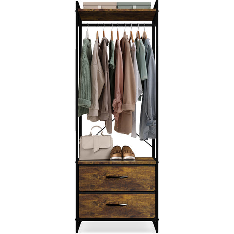 2 Drawer Tall Clothing Rack Storage 2 Drawer Tall Clothing Rack Storage