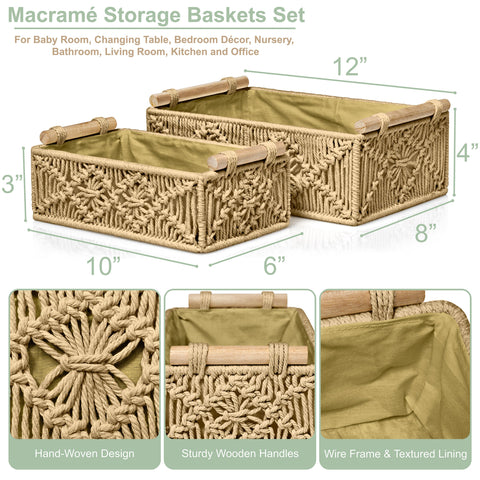 Macrame Boho Decor Baskets (Set of 2) Macrame Boho Decor Baskets (Set of 2)