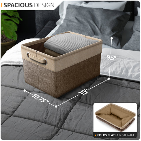 Twill Rope Fabric Storage Bins for Shelves (6 Pack) Twill Rope Fabric Storage Bins for Shelves (6 Pack)