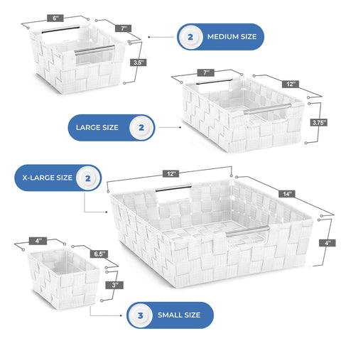Basket Bin Flat Set Double Woven (9 Pack) Basket Bin Flat Set Double Woven (9 Pack)