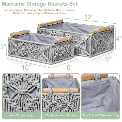 Macrame Boho Decor Baskets (Set of 2) Macrame Boho Decor Baskets (Set of 2)
