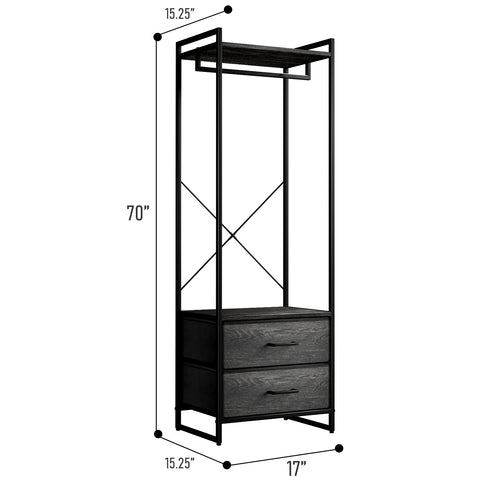 2 Drawer Tall Clothing Rack Storage 2 Drawer Tall Clothing Rack Storage