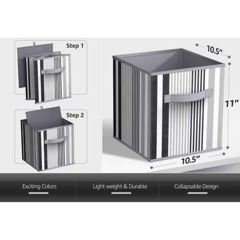 11" Cube Storage Bins (6 Pack Lines Print) 11" Cube Storage Bins (6 Pack Lines Print)