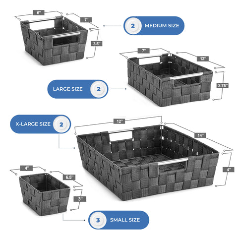 Basket Bin Flat Set Double Woven (9 Pack) Basket Bin Flat Set Double Woven (9 Pack)
