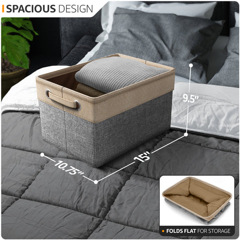 Twill Rope Fabric Storage Bins for Shelves (6 Pack) Twill Rope Fabric Storage Bins for Shelves (6 Pack)