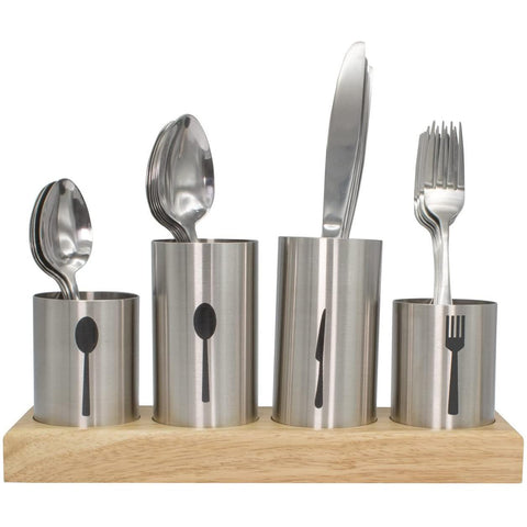 Flatware Holder with Bamboo Base Flatware Holder with Bamboo Base