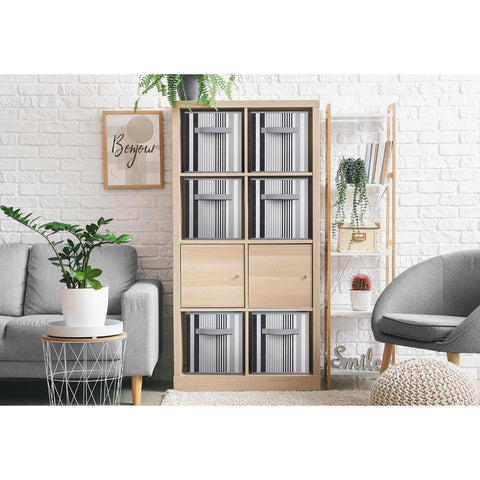 11" Cube Storage Bins (6 Pack Lines Print) 11" Cube Storage Bins (6 Pack Lines Print)