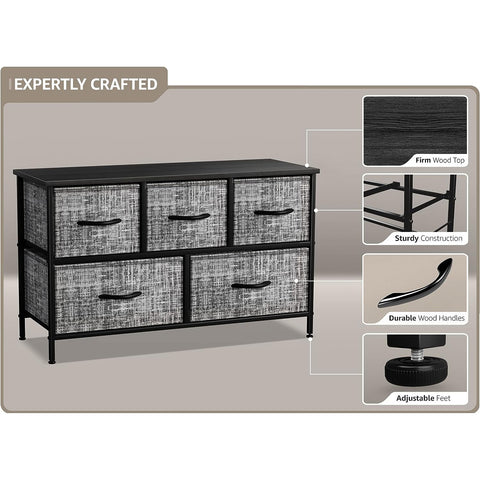 5 Drawer Wide Short Dresser 5 Drawer Wide Short Dresser