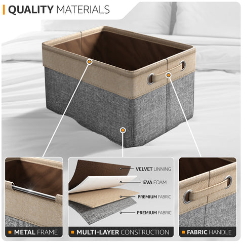 Twill Rope Fabric Storage Bins for Shelves (6 Pack) Twill Rope Fabric Storage Bins for Shelves (6 Pack)