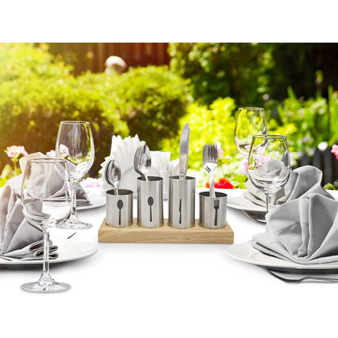 Flatware Holder with Bamboo Base Flatware Holder with Bamboo Base