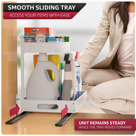2-Tier Pull Out Under Sink Organizer with Sliding Tracks 2-Tier Pull Out Under Sink Organizer with Sliding Tracks
