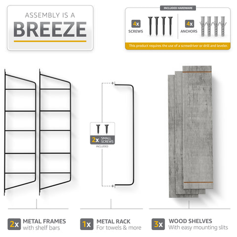 Floating Bathroom Shelf with Metal Brackets (3 Tier) Floating Bathroom Shelf with Metal Brackets (3 Tier)