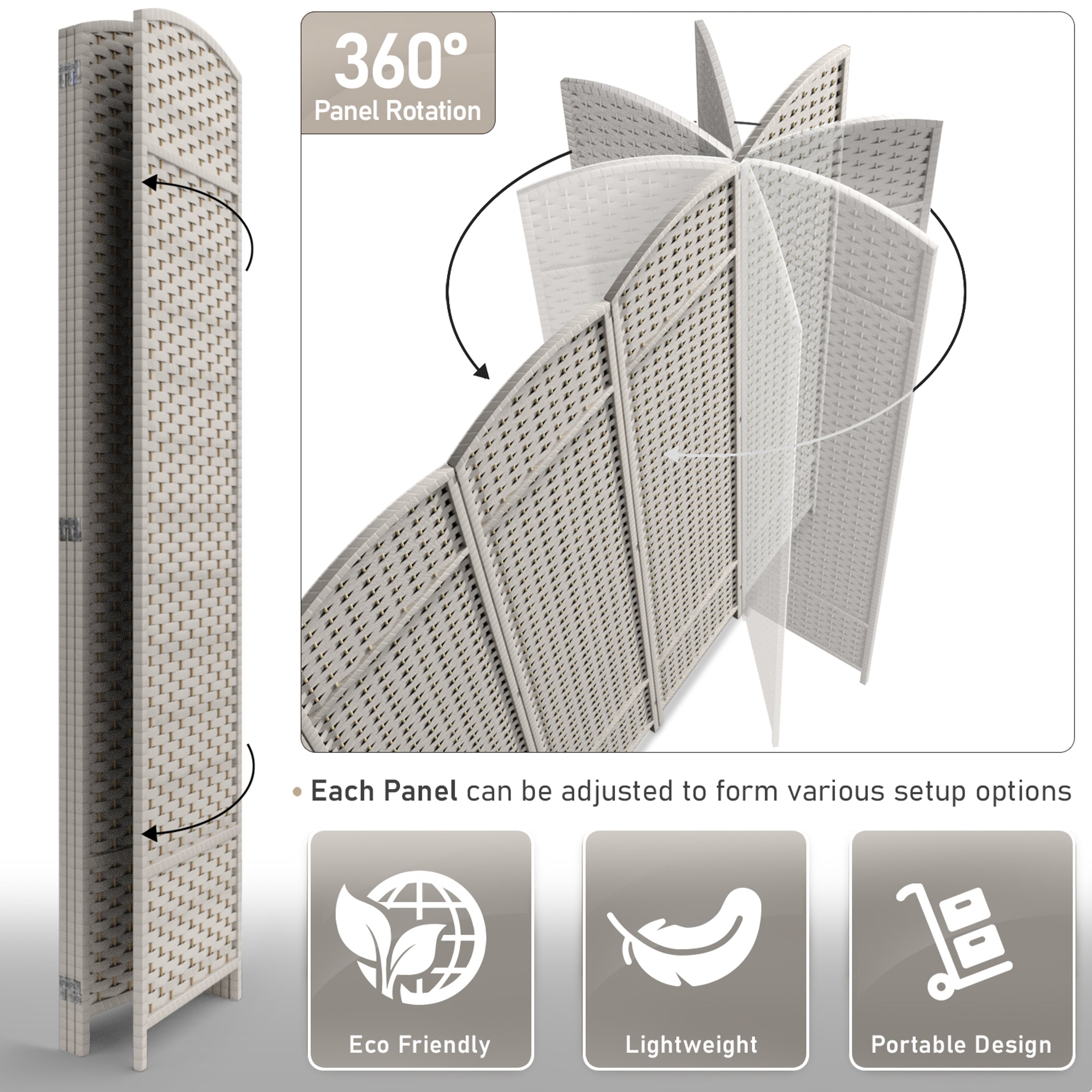 room divider, 8 panels, double hinged, portable room divider, 8 panels, double hinged, portable