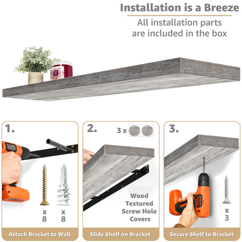 55-Inch Extra Long Floating Shelves (Set of 2) 55-Inch Extra Long Floating Shelves (Set of 2)
