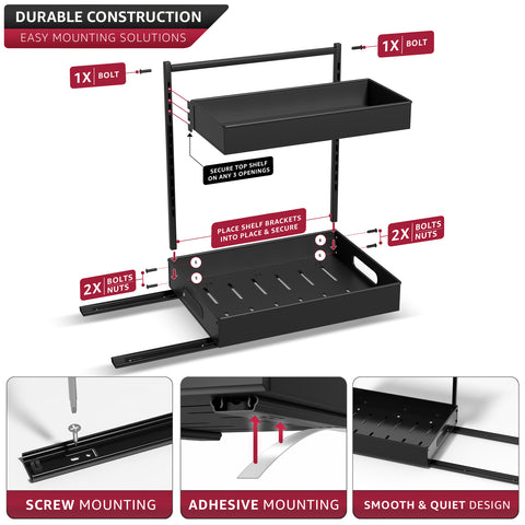 2-Tier Pull Out Under Sink Organizer with Sliding Tracks 2-Tier Pull Out Under Sink Organizer with Sliding Tracks