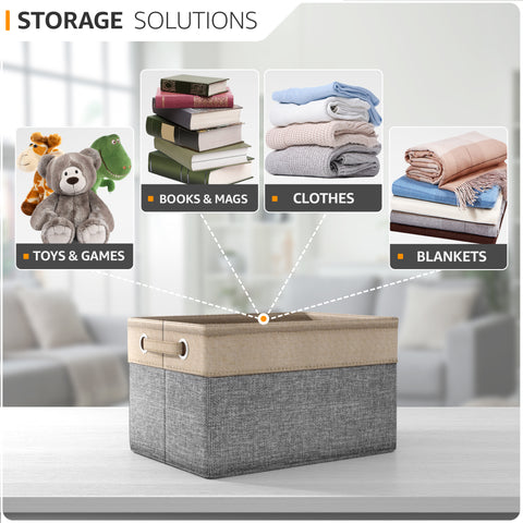Twill Rope Fabric Storage Bins for Shelves (6 Pack) Twill Rope Fabric Storage Bins for Shelves (6 Pack)