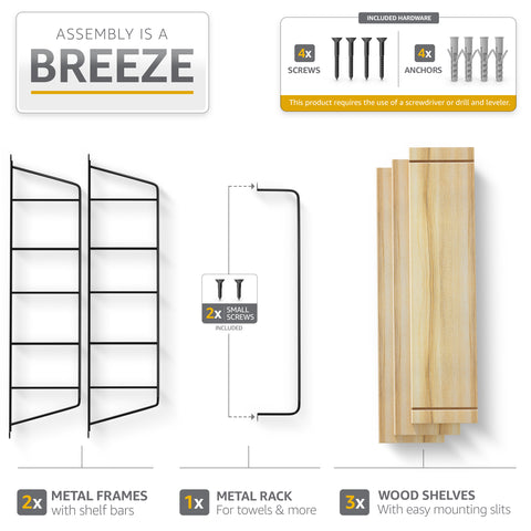 Floating Bathroom Shelf with Metal Brackets (3 Tier) Floating Bathroom Shelf with Metal Brackets (3 Tier)