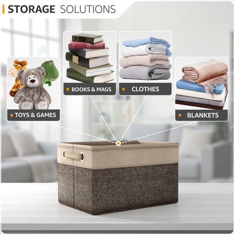 Twill Rope Fabric Storage Bins for Shelves (6 Pack) Twill Rope Fabric Storage Bins for Shelves (6 Pack)