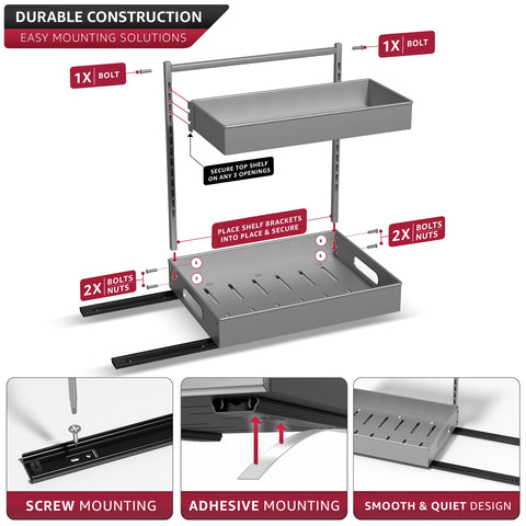 2-Tier Pull Out Under Sink Organizer with Sliding Tracks 2-Tier Pull Out Under Sink Organizer with Sliding Tracks