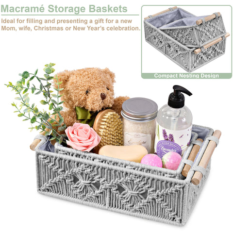 Macrame Boho Decor Baskets (Set of 2) Macrame Boho Decor Baskets (Set of 2)