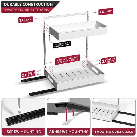 2-Tier Pull Out Under Sink Organizer with Sliding Tracks 2-Tier Pull Out Under Sink Organizer with Sliding Tracks