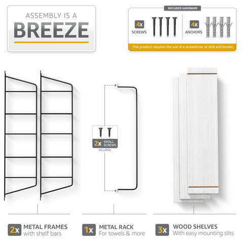 Floating Bathroom Shelf with Metal Brackets (3 Tier) Floating Bathroom Shelf with Metal Brackets (3 Tier)