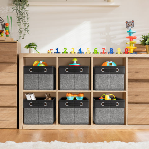 Twill Rope Fabric Storage Bins for Shelves (6 Pack) Twill Rope Fabric Storage Bins for Shelves (6 Pack)