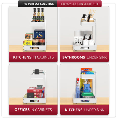 2-Tier Pull Out Under Sink Organizer with Sliding Tracks 2-Tier Pull Out Under Sink Organizer with Sliding Tracks