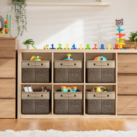 Twill Rope Fabric Storage Bins for Shelves (6 Pack) Twill Rope Fabric Storage Bins for Shelves (6 Pack)