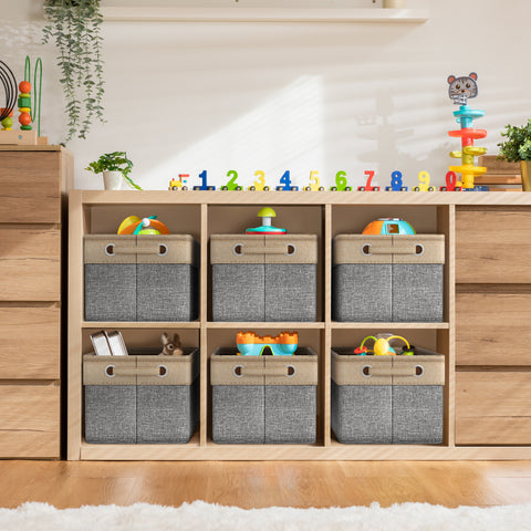 Twill Rope Fabric Storage Bins for Shelves (6 Pack) Twill Rope Fabric Storage Bins for Shelves (6 Pack)