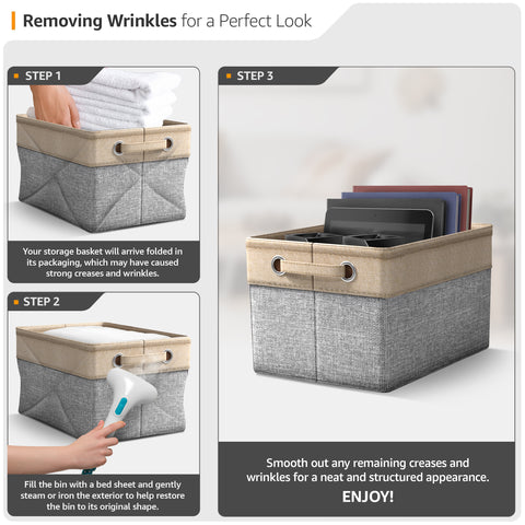 Twill Rope Fabric Storage Bins for Shelves (6 Pack) Twill Rope Fabric Storage Bins for Shelves (6 Pack)