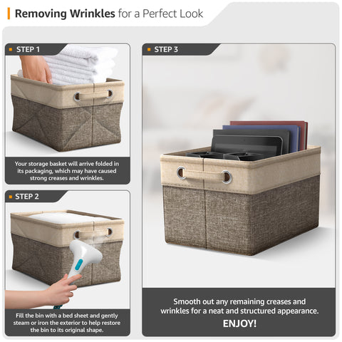 Twill Rope Fabric Storage Bins for Shelves (6 Pack) Twill Rope Fabric Storage Bins for Shelves (6 Pack)