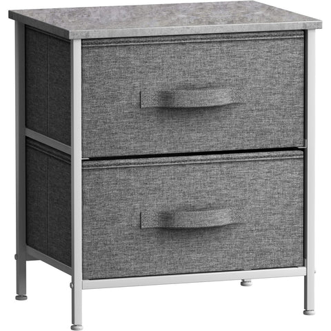 2-Drawer Nightstand Lightweight With Display Wood Surface & Storage Pull-Out Foldable Drawers