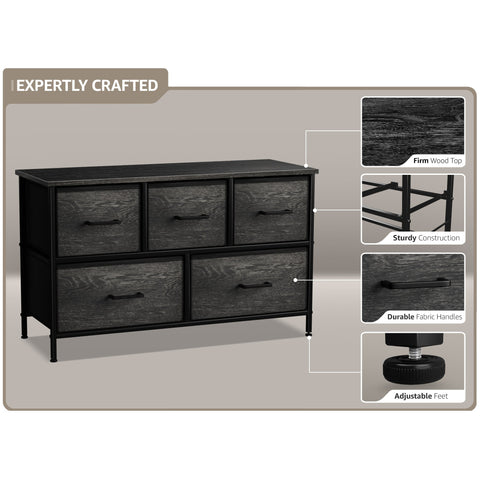 5 Drawer Wide Short Dresser 5 Drawer Wide Short Dresser