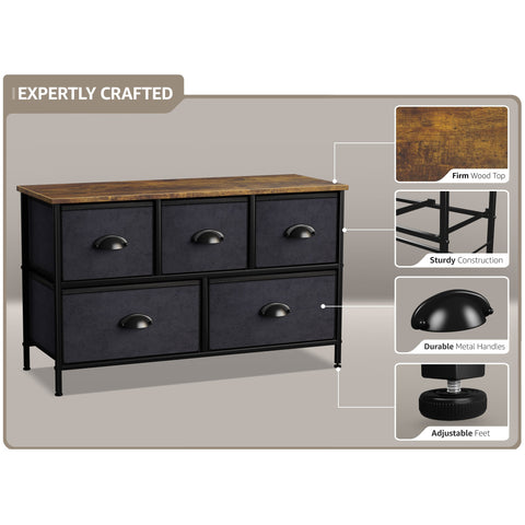 5 Drawer Wide Short Dresser 5 Drawer Wide Short Dresser